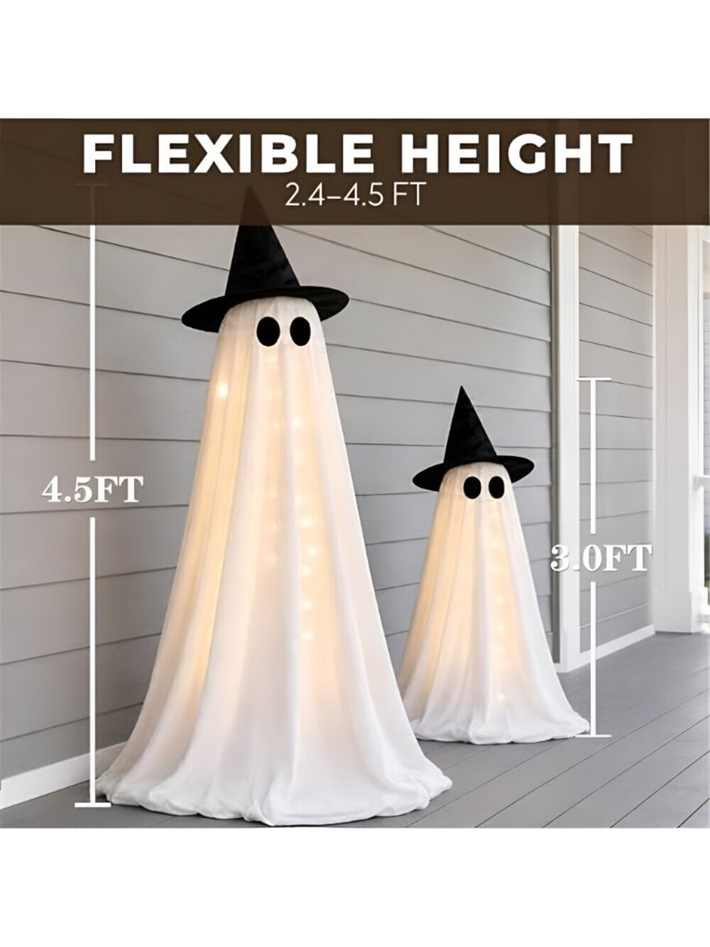 Halloween Decorations Indoor 2 Pack Light Up Ghosts - Picture 2 of 6
